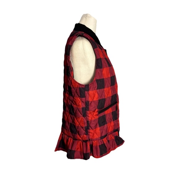 Charlie Paige Women’s Plaid Quilted Vest With Ruffle Size M - Picture 4 of 12